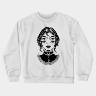 Cute victorian witch with four eyes Crewneck Sweatshirt